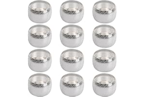 PTJJXA 12 Pcs Rond de Serviette Argent Or, 4 cm Anneau de Serviette en Métal, Boucles de Serviette Vintage, Attache Serviette de Table pour Anniversaire Mariage Fête Dîner Banquet Décoration Table (Argent)