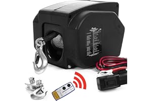 ROTFUCHS Elektrische Seilwinde 12v für Bootstrailer mit Funkfernbedienung – 4990 Kg Zugkraft, Bootswinde elektrisch, Winde Seilzug Stahlseil