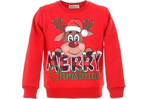 MARIELA KIDS Kinder Weihnachten Pullover | Sweatshirt Jungen/Mädchen | Winterpullover Sweater Rudolph | Baumwolle | WeihnachtShirt | Kinderpullover