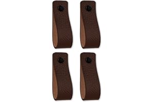 Brute Strength - Poignées en cuir pour meubles - Marron - 4 pcs - 16,5 x 2,5 cm - Poignée de meuble, Poignée de porte pour cuisine, salle de bain, armoires, commode, bois