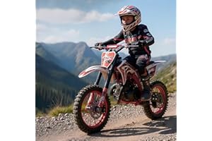 EHOZIRTA 49cc Kids Dirt Bike, 2-Stroke Dirtbike, 40KM/H Gas Power Motocross, Off Road Mini Motorcycle with Front Rear Disc Brakes, Mini Dirt Bike for Kids 5-15 Years Old 5-star quality