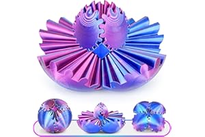 BALKWAN Gear Ball 3D gedrucktes Fidget Spielzeug Drehbare Zahnradkugel Stressabbau Schreibtischspielzeug Erwachsene und Kinder Geschenk für Weihnachten Wichteln (Glänzendes Lila, Durchmesser: 8,5 cm)