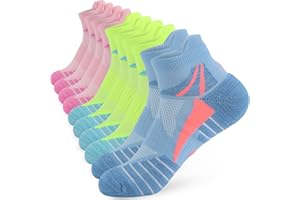 ouhos Womens Ladies Running Trainer Ankle Socks Anti Blister Walking Hiking Sports Socks Cushioned Work Support Cotton Socks for Womens 4-7 Multipack Breathable Cycling Athletic Socks 5 Pairs