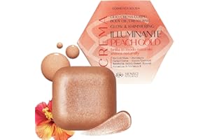 Senso Naturale Olio Corpo Illuminante Solido Peach Gold Crema Abbronzante Corpo con Brillantini Shimmer Glitter, Idratante Nutriente, Tamarindo Tropicale, Vitamina E Burro di Karitè, Naturale Vegano
