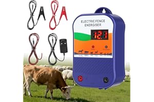 Trsaow Electrificador de Cercas, Salida 1.5J, Alcance 10km, IP65 Impermeable, Múltiples Opciones de Alimentación (Red/Batería/Solar) para Granjas, Ganado y Caballos