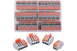 CLDFDC Connecteur de Fil Compact,Kit di Morsettiere,Connettore per cavi compatto,80 connettori elettrici, connettore a leva a dado a leva, morsetti di connessione con