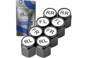 YOUR DAY MATE Bouchon de Valve en Aluminium, Lot de 8, Bouchons Noirs marqués avec Joint pour valves de Voiture, Moto, Scooter, remorque et vélo, marqueur de Pneu Voiture, Bouchon Valve Pneu Voiture avec marquage