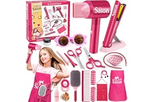 Vamei Set Peluqueria Juguete Niña Juego de Simulación Salón de Belleza para Niñas Secador de Pelo Plancha de Pelo Delantal Otros Accesorios Pelo Juegos de rol para Niño 3 4 5 6 7 8 9 Años Niña