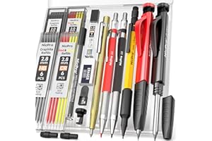 Nicpro 17 Pack Carpenter Pencil Set with Sharpener, Mechanical Pencils, Automatic Center Punch, Carbide Scribe Tool, Heavy Duty Construction Pencil for Architect-With Case