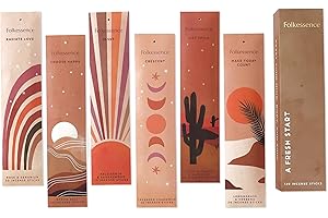 Folkulture Premium Incense Sticks Set (6 Packs, 120 Sticks) | Palo Santo, Sandalwood & Lavender | Charcoal Free | 45 Min Burn | Relaxation & Meditation | Gifts for Her and Him