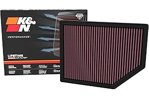 K&N Wymienny filtr powietrza kompatybilny z Ford Bronco Raptor 3.0L V6 2022- (33-5132), czerwony