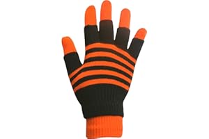 TEDDYT'S Young Boys & Girls Unisex Neon Stripes Magic 2 in 1 Winter Gloves with Fingerless Gloves