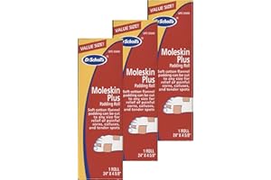 OLIGEI Dr. Scholl's Moleskin Plus, Padding Roll (Pack of 3)