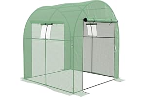 Outsunny Serra a Tunnel per Orto 1.8x1.8x2m, Serra da Giardino Anti UV con 2 Porte Avvolgibili e Finestre, in Acciaio e PE, Verde