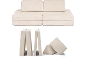 ‎FUNZY Funzy Mini Spielsofa für Kinder - Unser Mini für kreatives Spielen, Modulare Spielcouch, Waschbarer Bezug, Robust und Langlebig, Oeko-TEX 100 Zertifiziert mit 3 Jahren Garantie, Cord Creme Beige