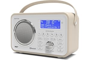 DAB/DAB+ & FM Portable Digital Radio | Leather Design | Bluetooth | Rechargeable Battery | Dual Alarms & Sleep Timer | Perfect for Home, Office or Outdoors | AZATOM Spitalfields 2 (White)