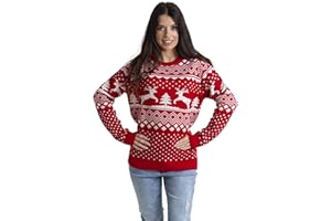 BlauerHafen Damen Weihnachten Jumper Lange Ärmel Knit Rundhals Crew Christmas Xmas Sweater