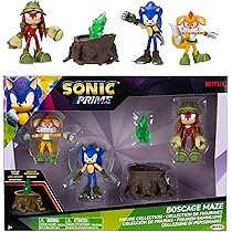 Sonic Prime – Action Figure The Grim, 5 Pezzi: Sonic, Knuckles, Rouge E 2 Prism Shard – 6,3 Cm, Licenza Ufficiale Sega E Netflix