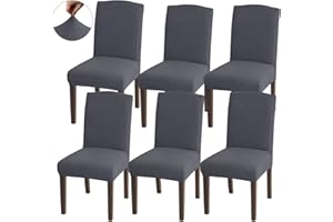 ‎GRANBEST Granbest Hohe Dehnung Stuhlhussen, Universelle Passform Jacquard Esszimmerstühle Bezüge, Abnehmbare Stuhl Protektors für Esszimmer, Küche, Restaurant und Hotel (Set von 6, Grau)