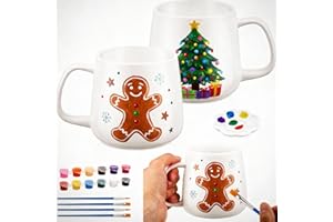 Geiserailie Kit de DIY Tasse de Peinture Peignez Votre Propre Tasse Kit de Tasses à Peindre Soi-Même avec 2 Tasses en Céramique 12 Peintures de Couleur Cadeau Amusant de Pâques(Style de Batterie)