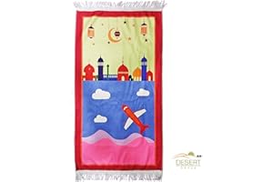 Desert Dress Airplane with Mosque Childrens child kids prayer mat rug islamic muslim cartoon children my salah gift boys girls