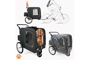 MY DUQUE - Chase - Remorque Vélo Chien 3 en 1 | Poussette Chien, Panier Vélo et Chariot Pratique pour Jogging et Shopping | Facile à Plier, Protection Pluie Incluse pour Un Transport Sûr - Noir