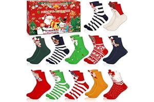 KDISHKRA Świąteczny kalendarz adwentowy 2025, 12 parami ciepłych skarpet, rozmiar 35-40, oddychające bawełniane skarpetki świąteczne dla mężczyzn i kobiet, prezenty świąteczne dla dorosłych