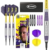 Target Darts Luke Littler Brass Soft Tip Darts Set - 19G Pixel Tip Dart Set, The Nuke Player Edition Darts Set, Dart Feathers
