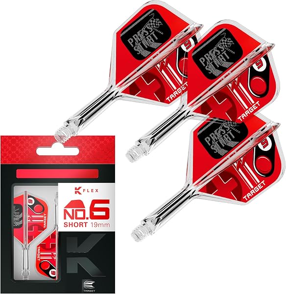 Target Darts K-Flex Game Over/Press Start/You Win Freccette Alette e Aste, No.6 | Confezione da 3 Kflex Integrato Volo e Albero Sistema, Tutto in Uno Stampato Stelo – Corto/Intermedio/Medio - 1