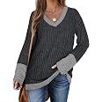 Sweat à Capuche Femme Col V – Hoodie Manches Longues Chic Élégant, Pull Décontracté Automne Hiver Coton Doux
