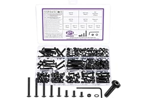 BATENGKEJI Lot de 271 boulons et écrous M5, écrous et boulons M5, vis et rondelles hexagonales à tête ronde, kit de vis à tête hexagonale noire