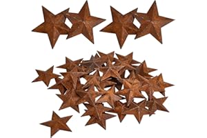 GORGECRAFT 30PCS 1 Inch Metal Rusty Barn Star Antique Primitives Rustic Country Tin Steel Stars Accents for Crafts Vintage Farmhouse Home Wall Decor