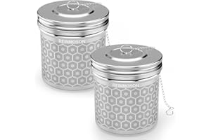 Set di 2 infusore tè Extra Grandi Reinmoson per Tè Sfuso e Spezie, in Acciaio Inox 304, Colino a Rete Finissima