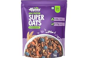 ALPINO High Protein Super Rolled Oats Chocolate - Rolled Oats, Natural Peanut Butter & Cocoa Powder – 21g Protein, No Added S