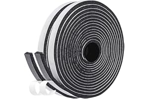 fowong Schaumstoff Selbstklebend Klebeband 12mm(B) x6mm(D) Türdichtung Dichtband Klimaanlage Kollision Siegel Schalldämmung Kompriband Gesamtlänge 8m (2 Rollen je 4m lang) Schwarz