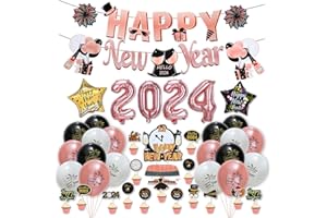 Amazluck Happy New Year Deko 2024, Deko Silvester Party 2024 New Year Decoration für Silvesterparty Silvester Deko 2024 Party