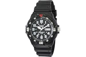 Casio - MRW-200H-1B2 - Casual - Męski zegarek - Analogowy kwarcowy - Czarna tarcza - Czarna bransoletka z żywicy, Czarny/Czarny, pasek