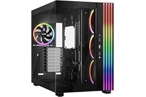 be quiet! Light Base 900 FX Black boîtier PC, Panneaux Avant et latéral entièrement vitrés, Éclairage Impressionnant, 4 Ventilateurs Light Wings 140 mm PWM, Inversée ou Horizontale