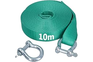 AB Tools Sangle de remorquage extra longue de 10 m et deux manilles 8T pour remorquage tout-terrain 4 x 4