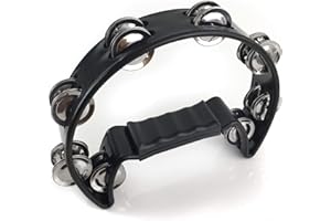 PRO KUSSION Black Tambourine: Half Moon Tamborine for Drums/Hi-Hat/Percussion Instrument