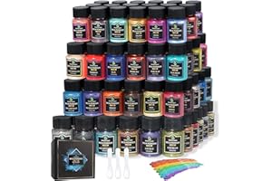 Smalltongue Poudre de mica pour résine époxy, 108 couleurs, 36 couleurs originales (0,35 oz, 10 g), 36 couleurs pastel (0,35 oz, 10 g), 36 poudres à paillettes fines (0,7 oz, 20 g), poudre de pigment