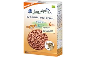 Ekologiczna kaszka gryczana mleczna FLEUR ALPINE, Pyszny kleik dla niemowlaka z bifidokulturami, Pożywna i łatwa w przygotowaniu kaszka bezglutenowa bez dodatku cukru, Dla dzieci od 6 mies., 5 porcji