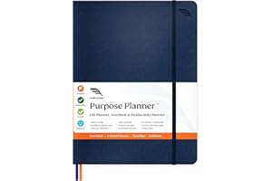 ROTERUNNER Purpose Planner Undated Monthly Weekly Daily Productivity Journal 2023 Optimised Life, Goal Setting & Business Tool for Academic Student, Professionals, Mums - Leather Day Organiser Notebook
