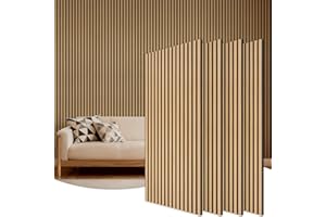 TONOR Wooden Acoustic Wall Panels, 4 Pack 120x60 cm (2,88m²) Wood Panels for Walls as Sound Proofing Panels, Slat Wood Panelling for Decorative Wall Panels, Living Room, Bedroom, Office, Natural Oak