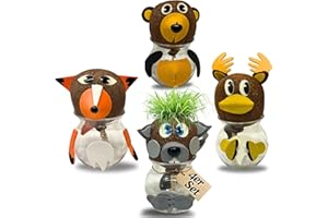 Bada Bing Graskopf 4er Set inkl. Wasserbehälter Waldtiere DIY Tiere – Rasenkopf Tierkopf mit Rasensamen – Experiment für Kinder – Spaß mit Lerneffekt – Geschenk Mitbringsel Kindergeburtstag Mitgebsel