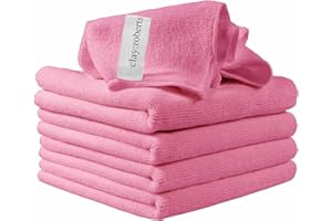 Clay Roberts Microfibre Cleaning Cloths, 40cm x 30cm - Pack of 5, Pink, Machine Washable, Polishing, Waxing & Dusting Cloth, Lint-Free, Kitchen Towel, Car Cleaning, Microfiber