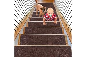 Leeko Tappetini per gradini, per interni, autoadesivi, antiscivolo, in set da 15 o singoli (marrone)