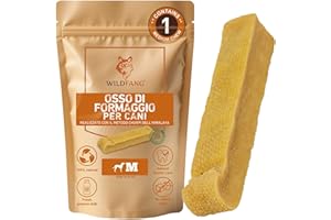 Wildfang® Bastoncino da masticare allo Yak per cani – Formaggio naturale dell’Himalaya – Osso di formaggio per cani – Igiene dentale – Confezione da 1 – XS: 65–78 g