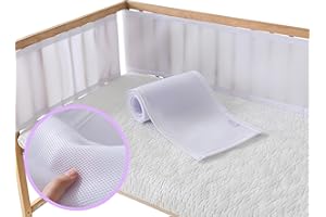 Babycurls Breathable 4 Piece Mesh Cot Bed Liner Bumper Alternative for Baby Sleep Safety and Comfort - Compatible With 4 Sided Rail Cots & 2 Sided Solid End Cots - White