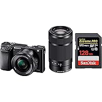 Sony Alpha ILCE 6000Y 24.3 MP Mirrorless Digital SLR Camera with 16-50 mm and 55-210 mm Zoom Lenses + SanDisk 128GB…